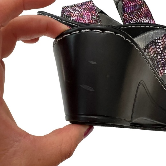 Alegria Lotie Snakeskin print leather wedge sandals Size 9 (39) - Picture 9 of 13